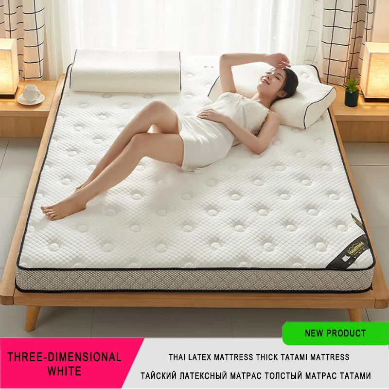 6/10Cm Thai Natural Latex Mattress Floor Mat 95D Filling Mattress Foldable Slow Rebound Tatami Cotton Cover Bedspreads Thickness