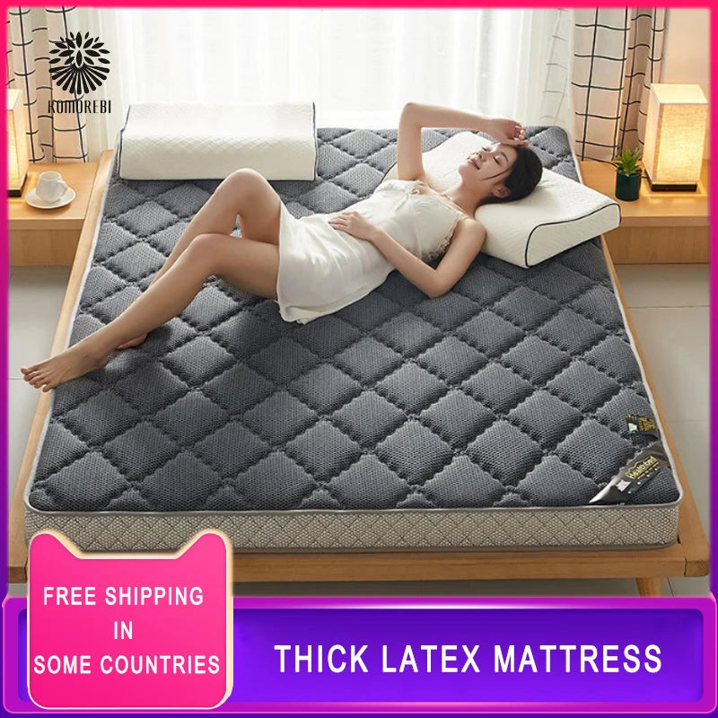 6/10Cm Thai Natural Latex Mattress Floor Mat 95D Filling Mattress Foldable Slow Rebound Tatami Cotton Cover Bedspreads Thickness