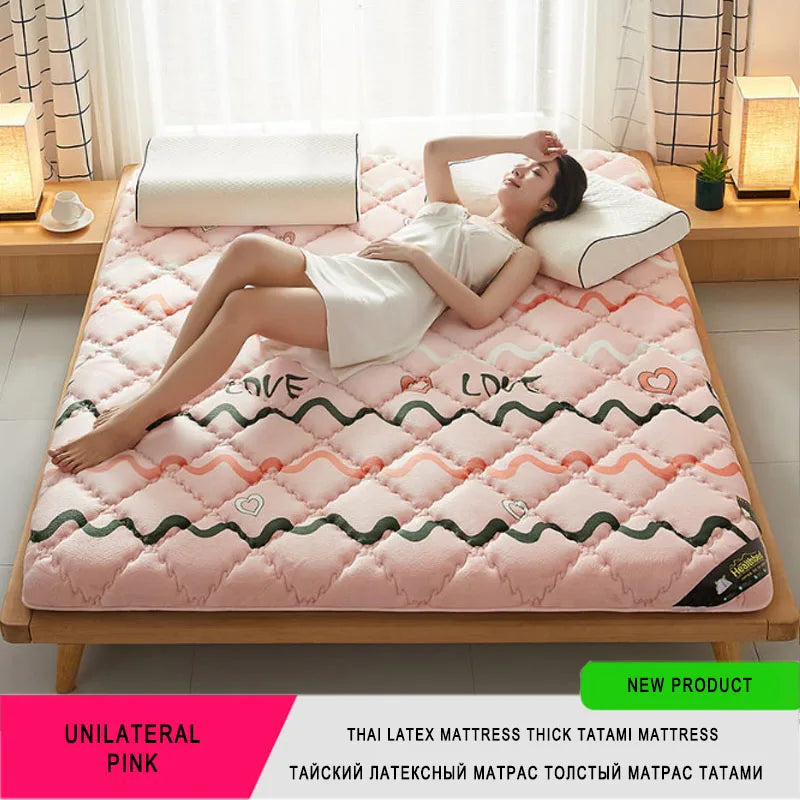 6/10Cm Thai Natural Latex Mattress Floor Mat 95D Filling Mattress Foldable Slow Rebound Tatami Cotton Cover Bedspreads Thickness