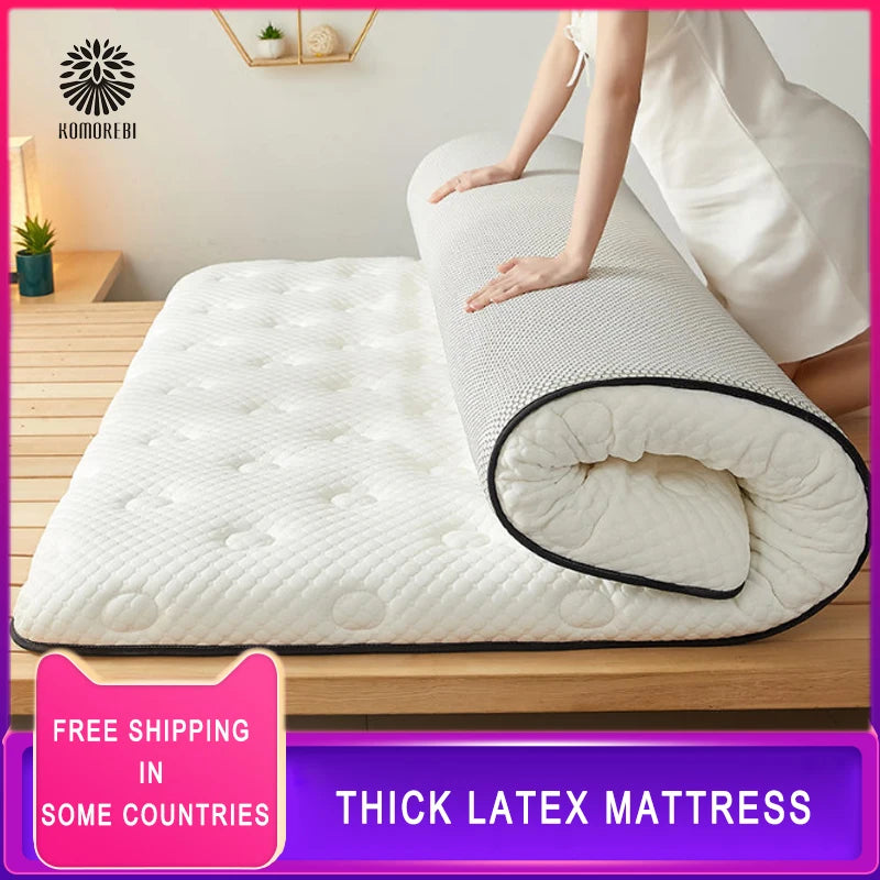 6/10Cm Thai Natural Latex Mattress Floor Mat 95D Filling Mattress Foldable Slow Rebound Tatami Cotton Cover Bedspreads Thickness