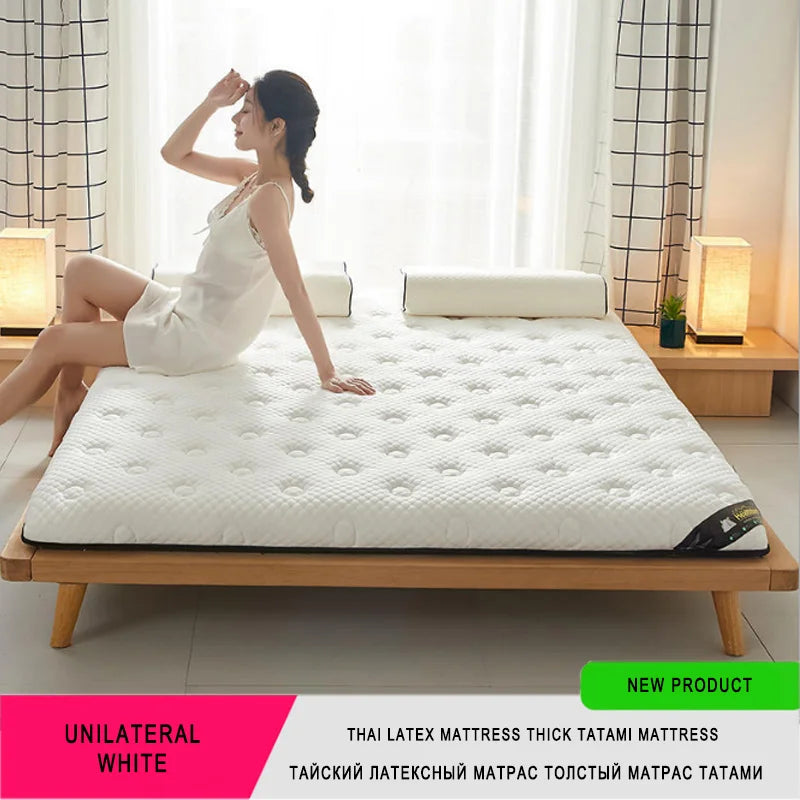 6/10Cm Thai Natural Latex Mattress Floor Mat 95D Filling Mattress Foldable Slow Rebound Tatami Cotton Cover Bedspreads Thickness