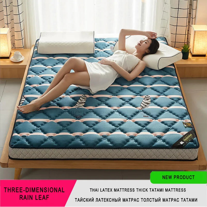 6/10Cm Thai Natural Latex Mattress Floor Mat 95D Filling Mattress Foldable Slow Rebound Tatami Cotton Cover Bedspreads Thickness