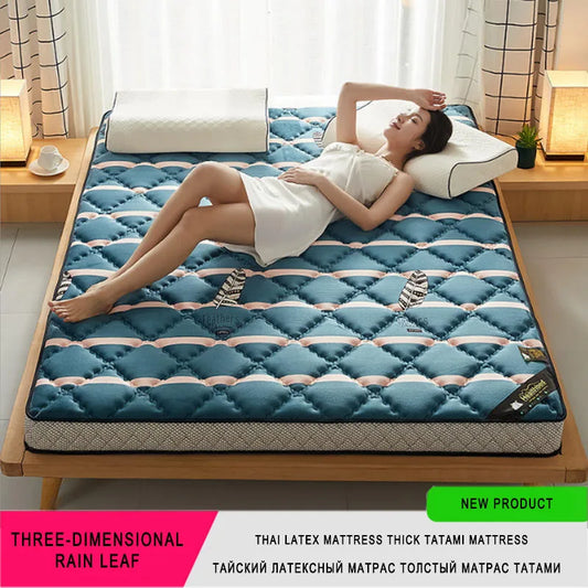 6/10Cm Thai Natural Latex Mattress Floor Mat 95D Filling Mattress Foldable Slow Rebound Tatami Cotton Cover Bedspreads Thickness