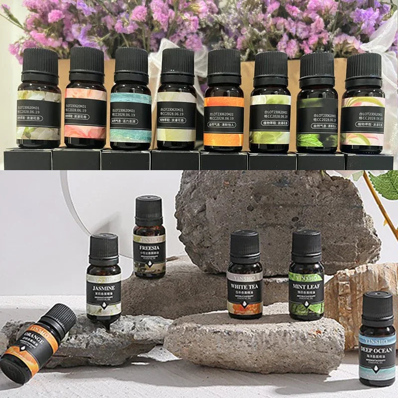 17Flavors 10Ml Essential Oil for Aroma Diffuser Airhumidifier Home Water-Soluble Lavender Rose Car Air Fresheners Perfume Refill