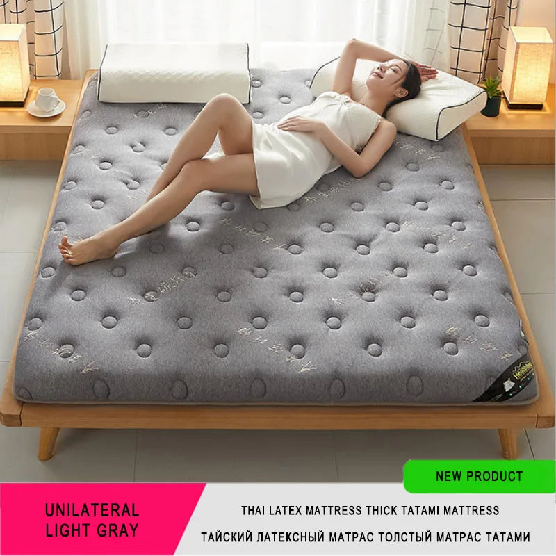 6/10Cm Thai Natural Latex Mattress Floor Mat 95D Filling Mattress Foldable Slow Rebound Tatami Cotton Cover Bedspreads Thickness