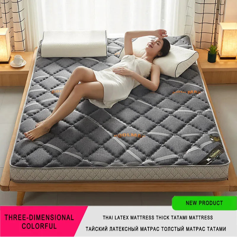 6/10Cm Thai Natural Latex Mattress Floor Mat 95D Filling Mattress Foldable Slow Rebound Tatami Cotton Cover Bedspreads Thickness