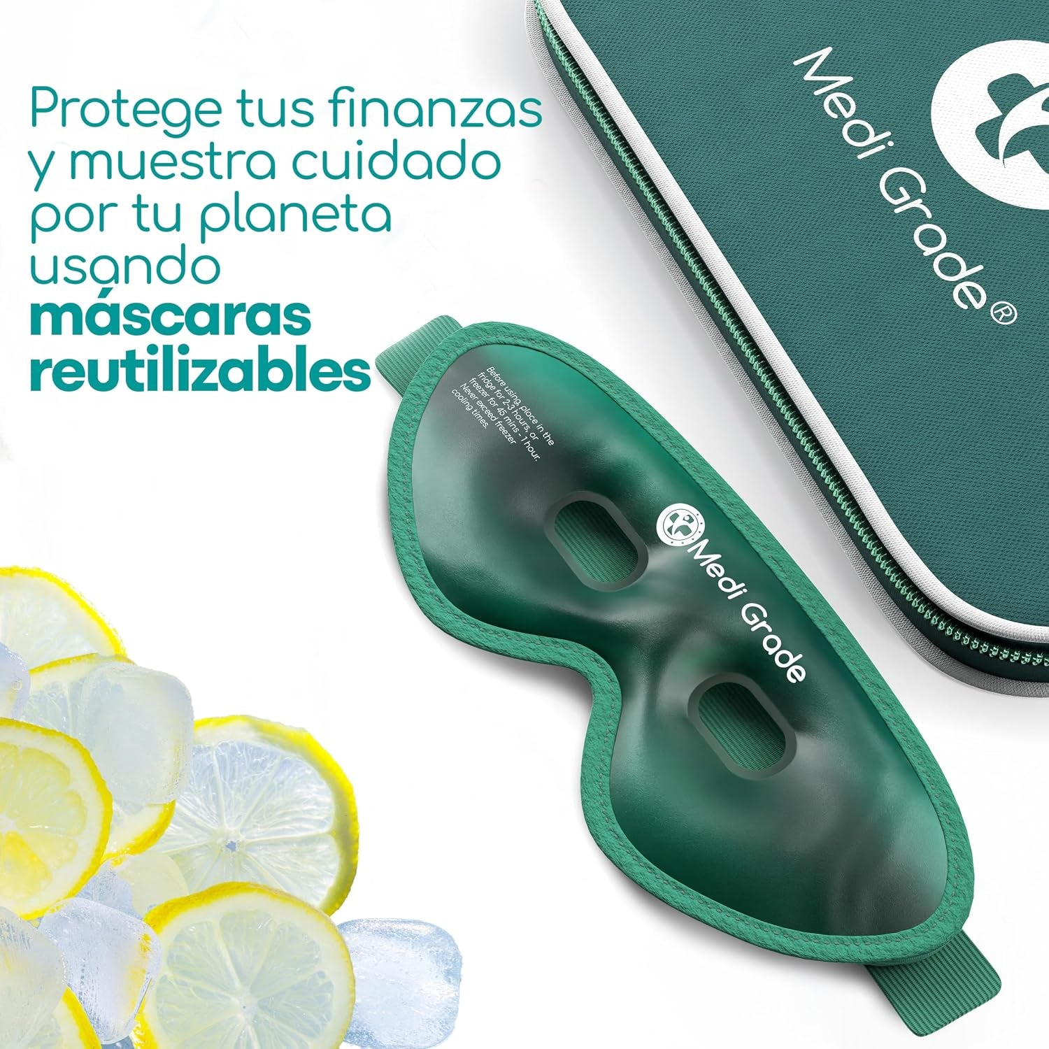 Medi Grade Antifaz De Gel Frío – Máscara De Gel Para Ojos Reutilizable, 2 Parches De Ojos Para Bolsas Y Ojeras, 1 Tejido De Licra, 1 Neceser – Relájate En Casa Con Nuestro Antifaz Relajante