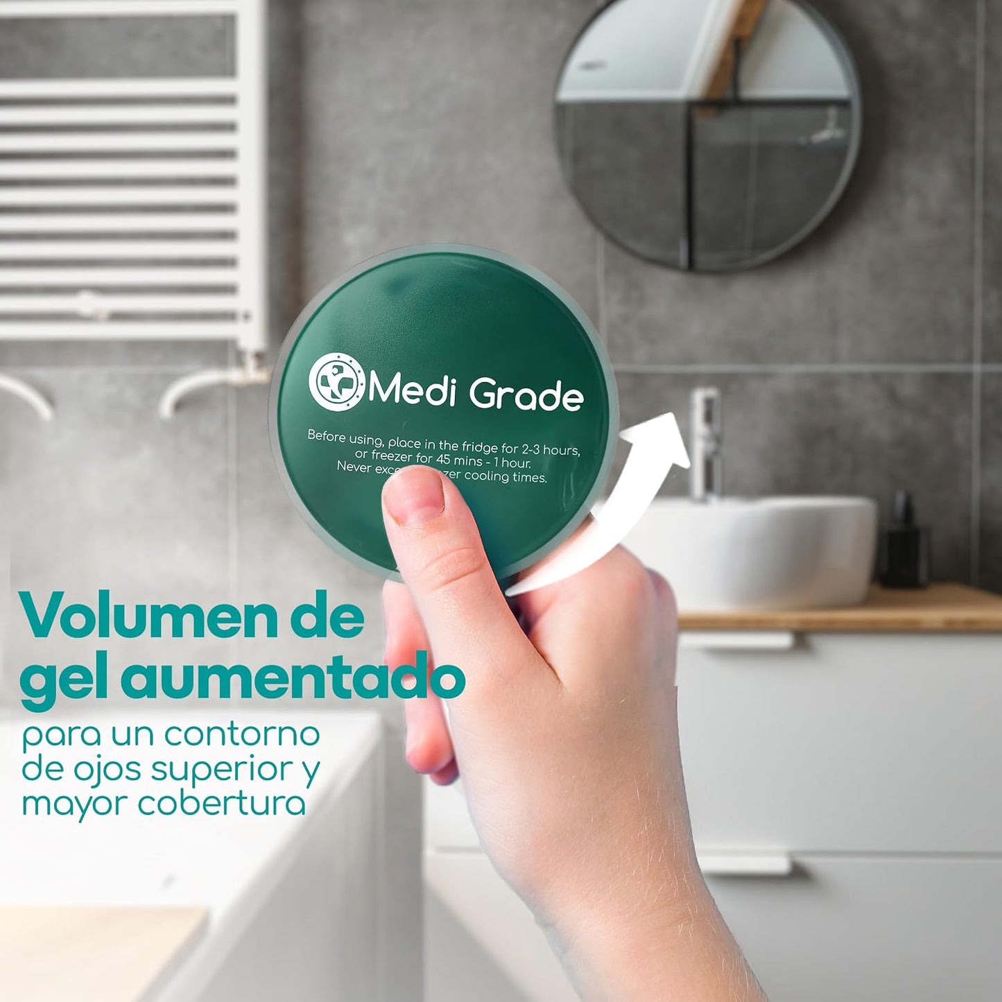 Medi Grade Antifaz De Gel Frío – Máscara De Gel Para Ojos Reutilizable, 2 Parches De Ojos Para Bolsas Y Ojeras, 1 Tejido De Licra, 1 Neceser – Relájate En Casa Con Nuestro Antifaz Relajante