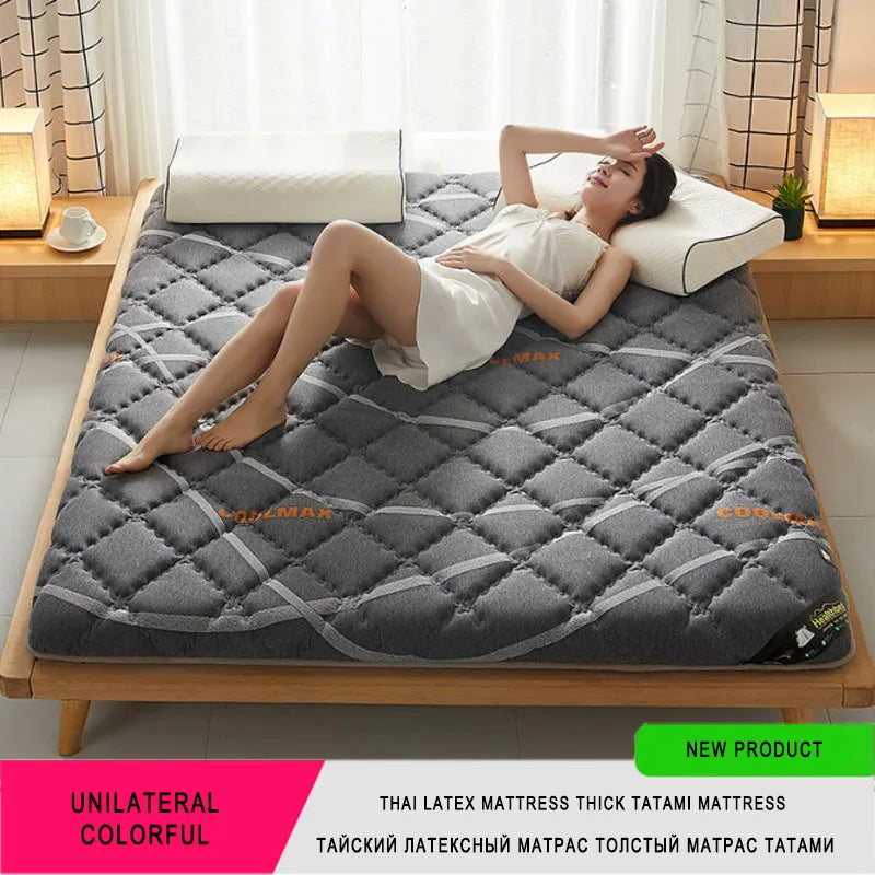 6/10Cm Thai Natural Latex Mattress Floor Mat 95D Filling Mattress Foldable Slow Rebound Tatami Cotton Cover Bedspreads Thickness