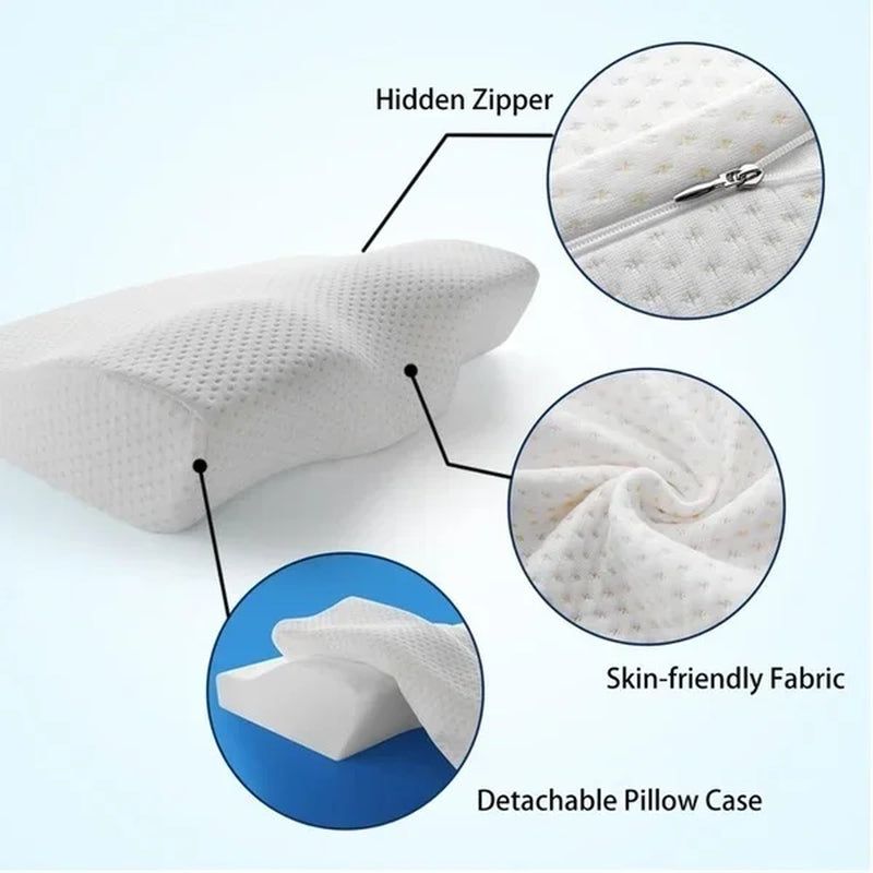 Slow Rebound Memory Foam Pillow for Neck Pain Cervical Contour Pillow anti Snore Side Sleepers Pillows with Washable Pillow Case