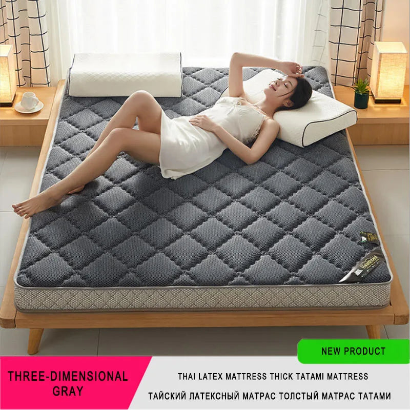 6/10Cm Thai Natural Latex Mattress Floor Mat 95D Filling Mattress Foldable Slow Rebound Tatami Cotton Cover Bedspreads Thickness