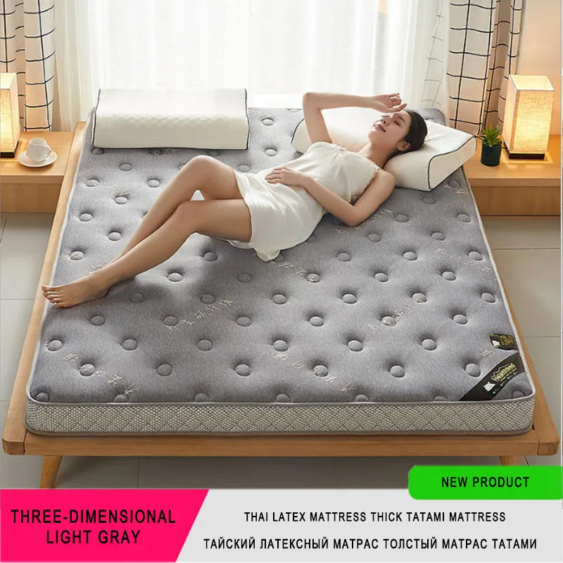 6/10Cm Thai Natural Latex Mattress Floor Mat 95D Filling Mattress Foldable Slow Rebound Tatami Cotton Cover Bedspreads Thickness