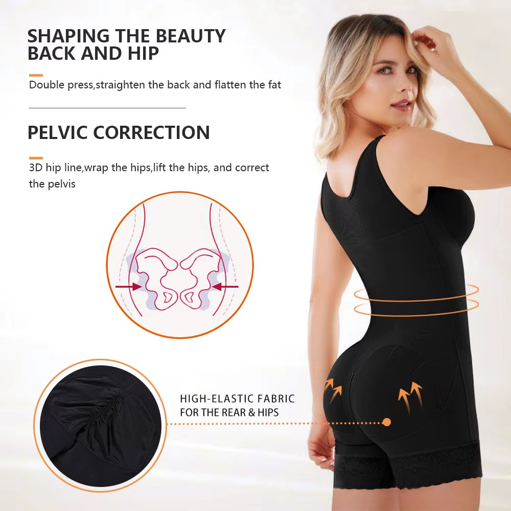 Full Body Shaper High Compression Shapewear Girdle with Brooches Bust for Postpartum Slimming Sheath Belly Fajas Colombianas