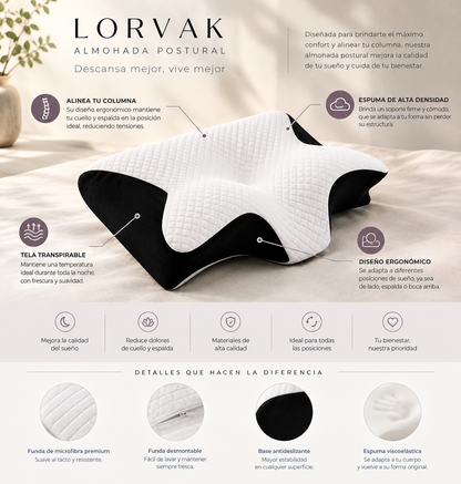 Almohada Cervical de Espuma Viscoelástica – Soporte Ergonómico para Cuello y Columna