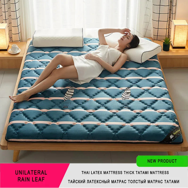 6/10Cm Thai Natural Latex Mattress Floor Mat 95D Filling Mattress Foldable Slow Rebound Tatami Cotton Cover Bedspreads Thickness