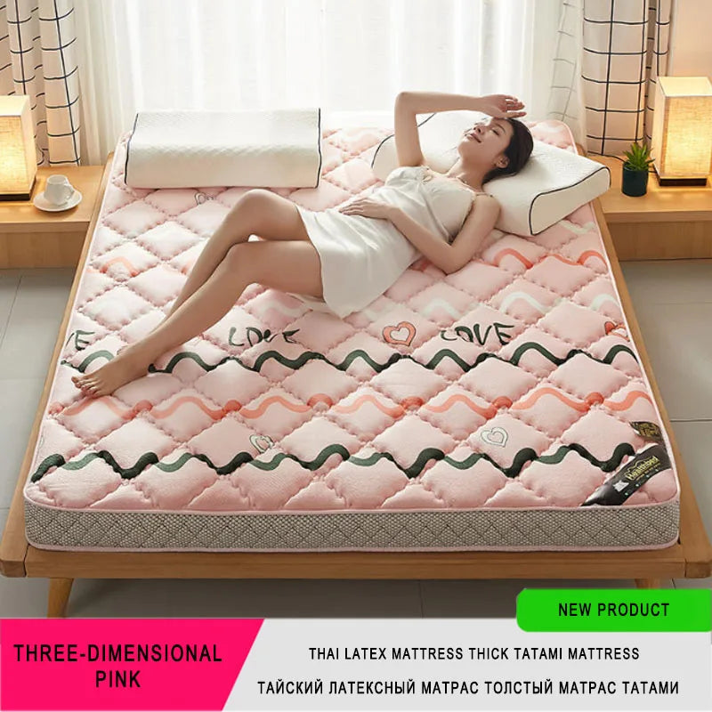 6/10Cm Thai Natural Latex Mattress Floor Mat 95D Filling Mattress Foldable Slow Rebound Tatami Cotton Cover Bedspreads Thickness