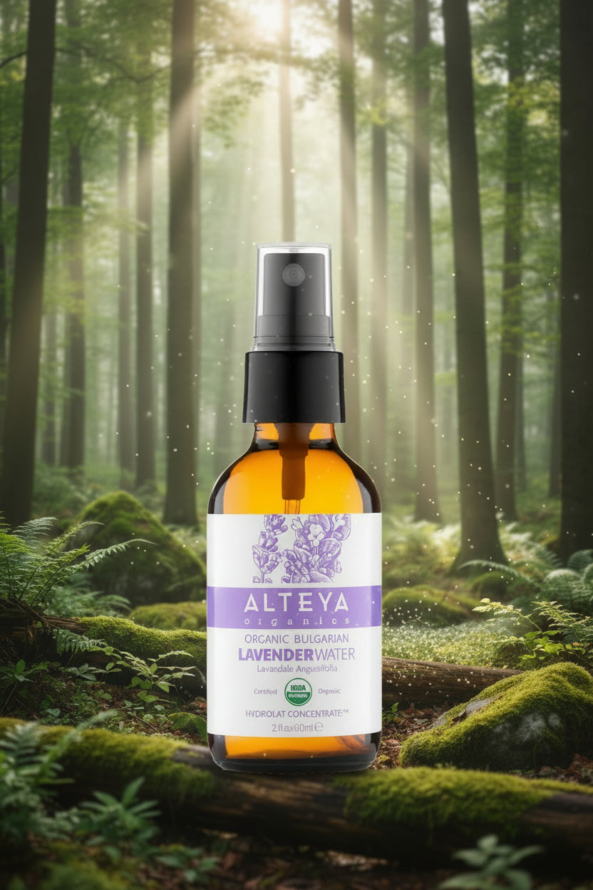 Alteya Organic - Agua De Lavanda, Orgánica – Certificado Por USDA - Auténtica Agua De Flor Natural Pura Destilada Al Vapor - Pulverizador, 60 Ml