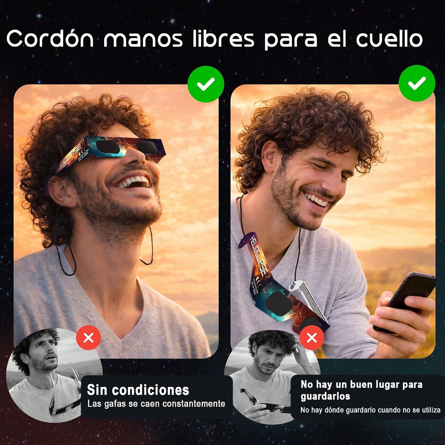 Helioclipse 6/12/25/50/100 Gafas Eclipse Solar Homologadas ISO 12312-2 2026 - Gafas Para Ver Eclipse Solar - Gafas De Eclipse Solar Homologadas