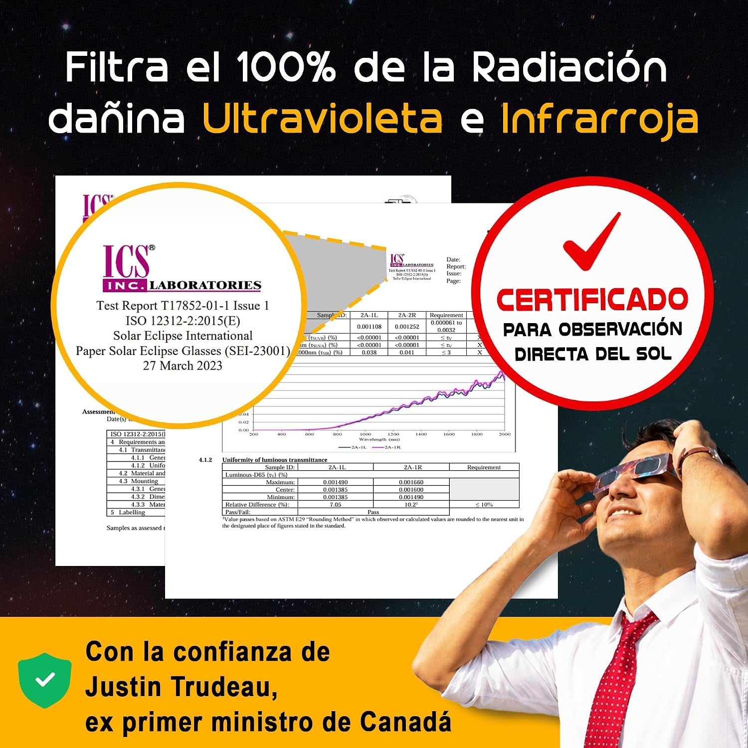 Helioclipse 6/12/25/50/100 Gafas Eclipse Solar Homologadas ISO 12312-2 2026 - Gafas Para Ver Eclipse Solar - Gafas De Eclipse Solar Homologadas