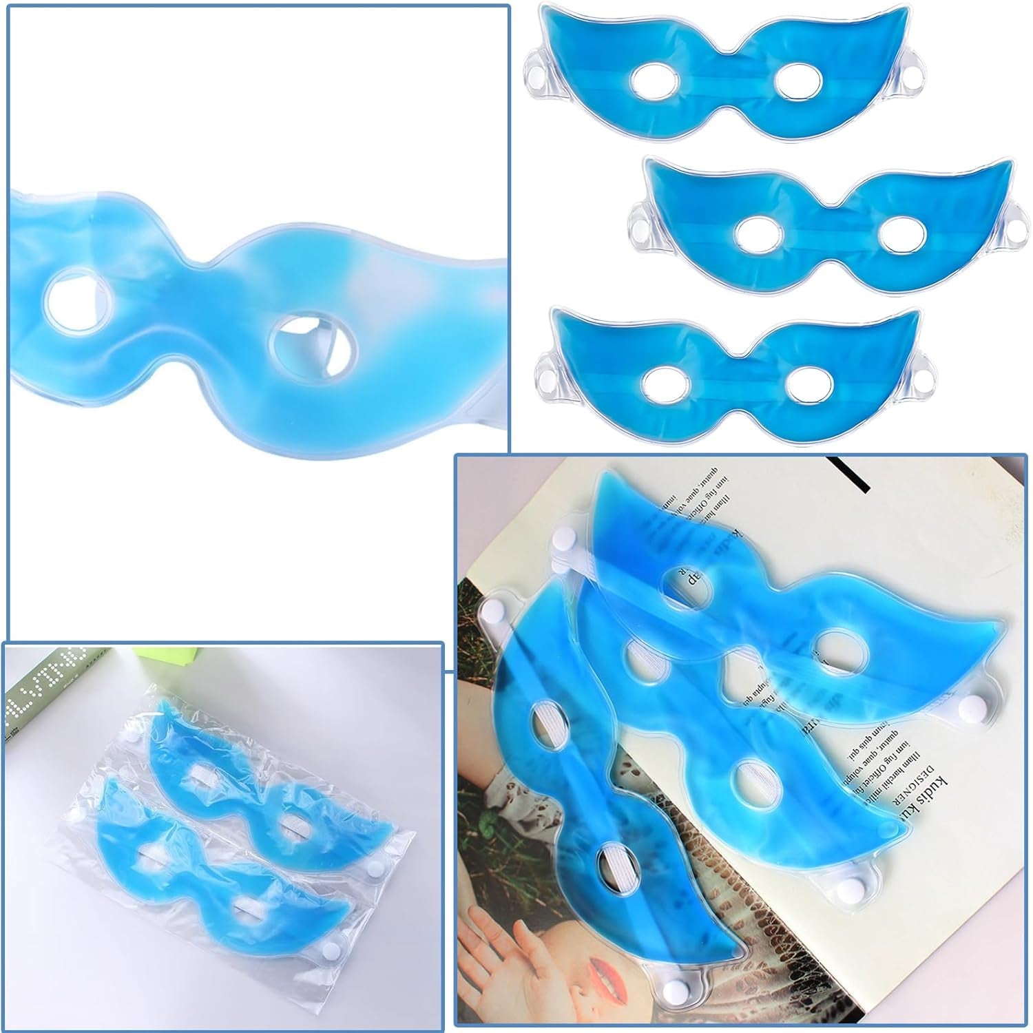 3 Piezas Máscara De Gel Para Ojos, Máscara De Ojos Refrescante Reutilizable, Antifaz De Gel De Calor Y Frío Para Migrañas, Ojeras, Sequedad De Ojos Y Dolor De Cabeza