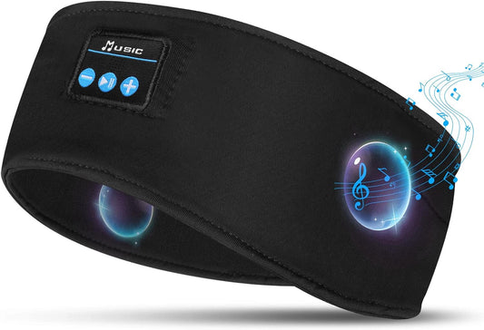 Flintronic Auriculares Para Dormir, Diadema Deportiva Para Dormir, Antifaz Para Dormir Auriculares Bluetooth, Para Deportes, Musica, Correr, Viajar(Negro)