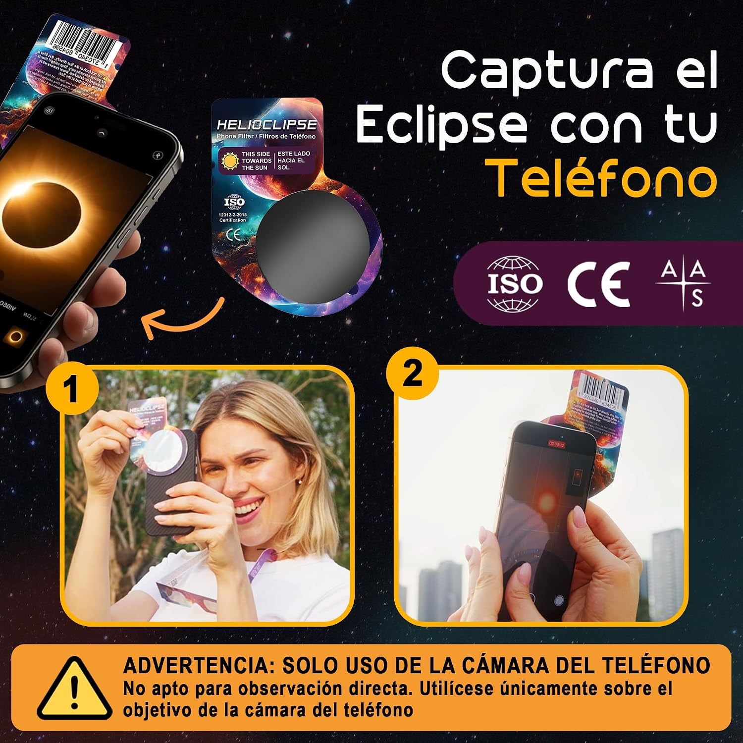 Helioclipse 6/12/25/50/100 Gafas Eclipse Solar Homologadas ISO 12312-2 2026 - Gafas Para Ver Eclipse Solar - Gafas De Eclipse Solar Homologadas